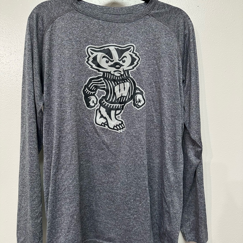 Gray Long Sleeve Shirt with Mascot Graphic